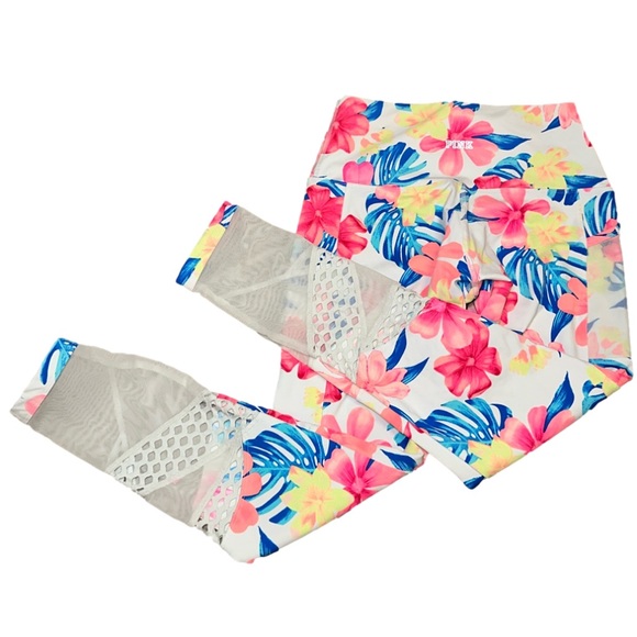Tropical PINK Capri leggings size Small 🌸 - Picture 12 of 12